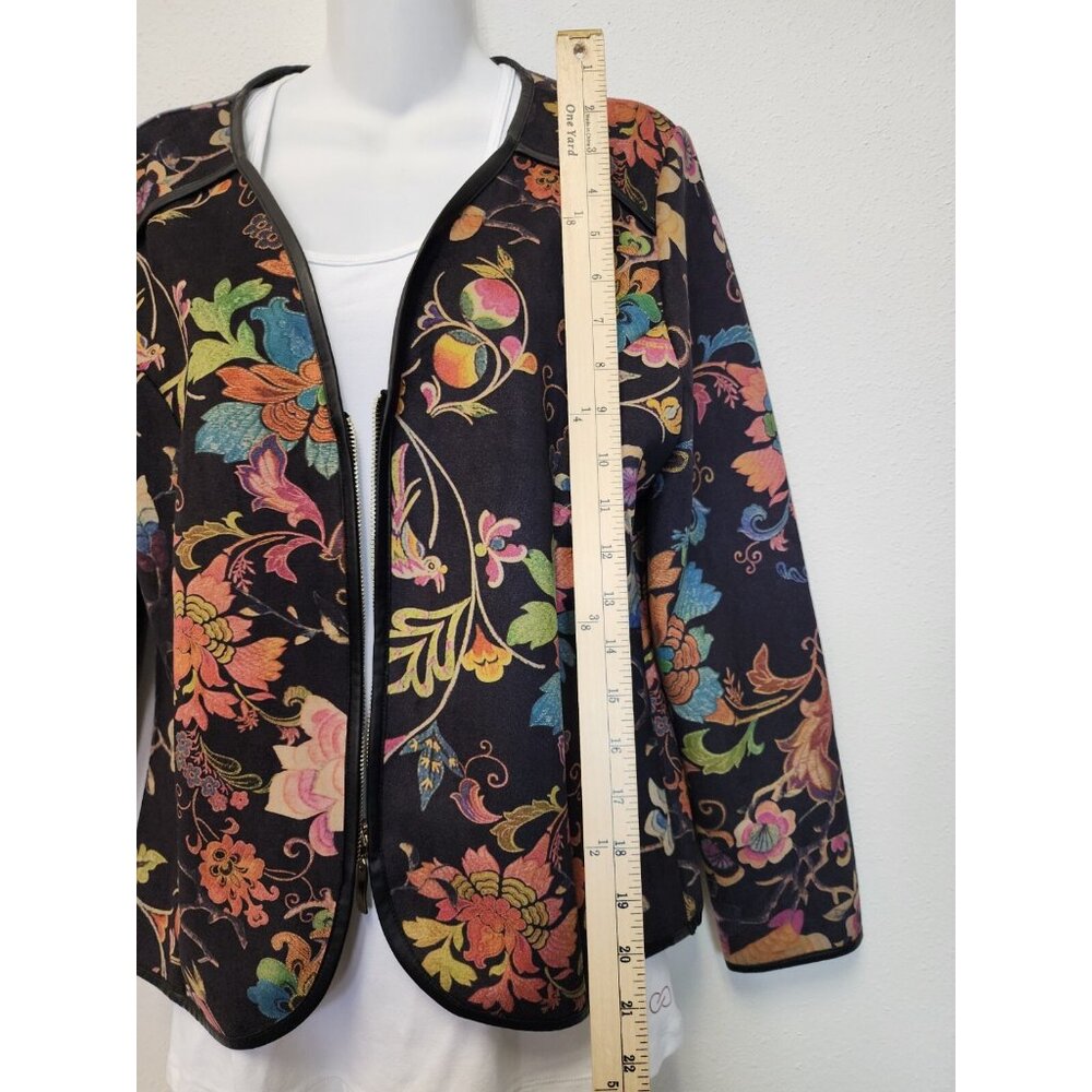 Lauren Hansen Blazer Jacket Women Medium Colorful Floral Zip Art Festival - Picture 4 of 11